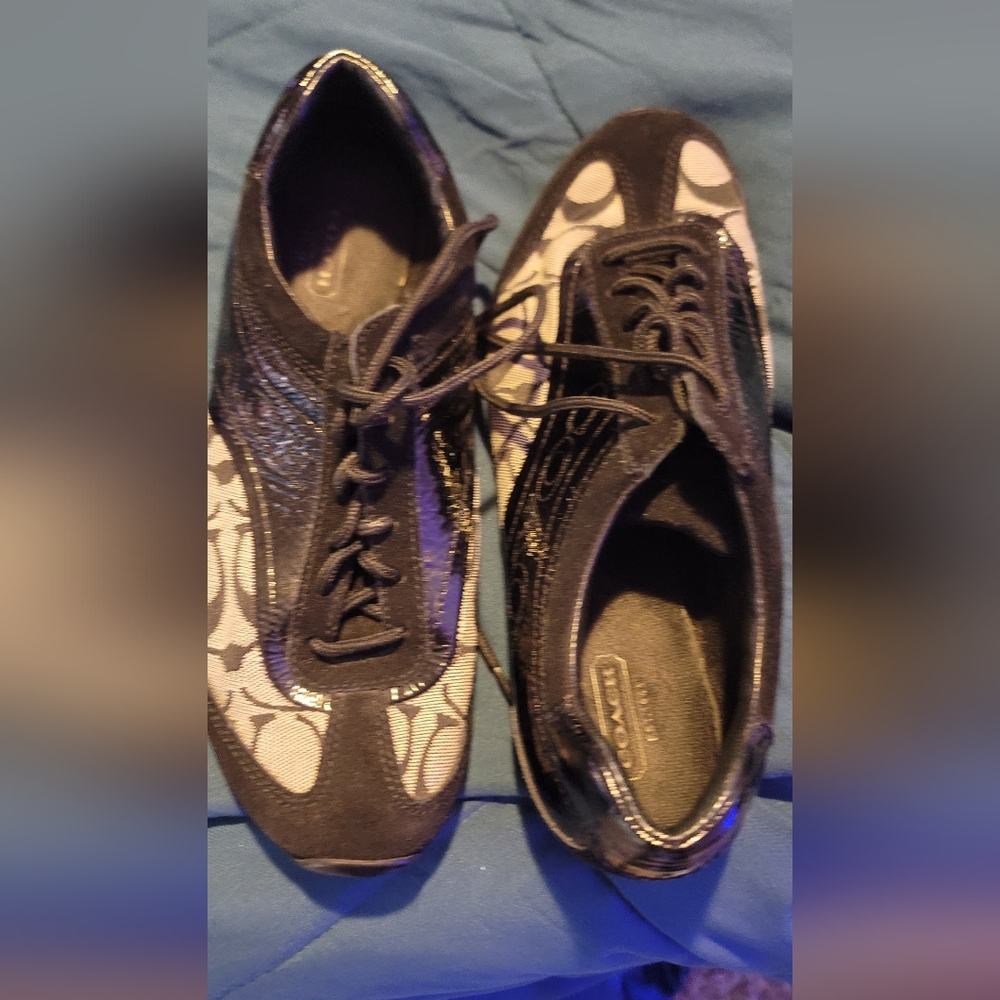 Vintage Coach Black and Cream Patterned Sneakers